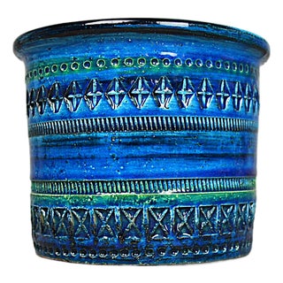 Rimini Blue Flowerpot Cover or Vase by Aldo Londi for Bitossi, 1950s For Sale