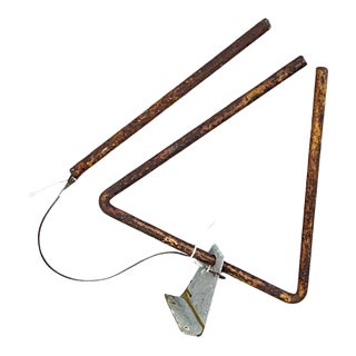 Vintage Rusted Metal Triangle Dinner Bell For Sale