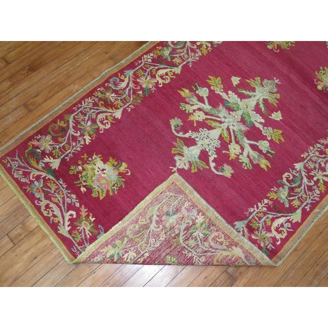 Early 20th Century Zabihi Collection Stunning Raspberry Turkish Ghiordes Floral Carpet For Sale - Image 5 of 6