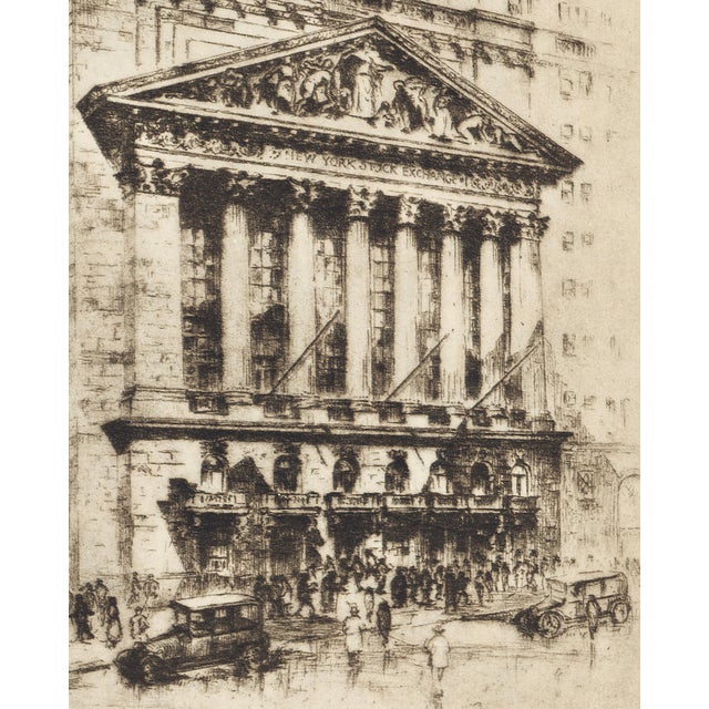 Realism "New York Stock Exchange" 1939 Etching by Anton Schutz For Sale - Image 3 of 7