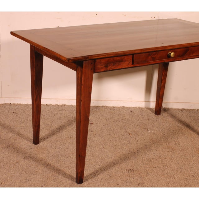 Small Cherry Wood Farm Table For Sale - Image 6 of 12