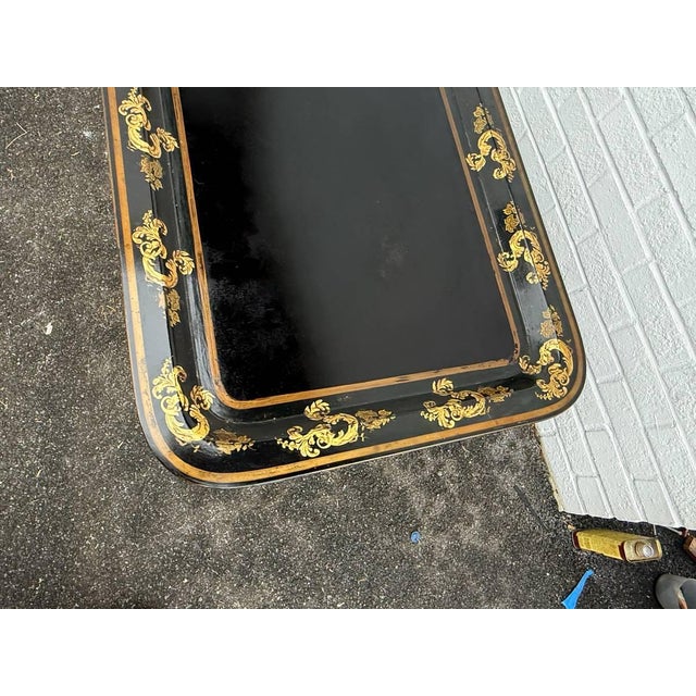 Vintage English Chinoiserie Paper Marche Style Tray Table or Coffee Table For Sale - Image 9 of 13