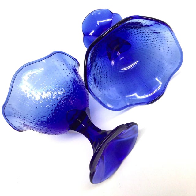 Blue Vintage French Cobalt Blue Ice Cream Coupes - a Pair For Sale - Image 8 of 12