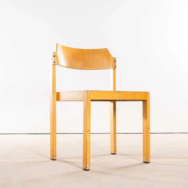 Very good batch of French mid century dining chairs. Sadly we don’t know the maker but they came from a French college and...