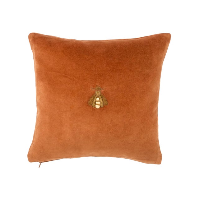 Golden Bee Velvet Embroidered Throw Pillow Cover, 20 X 20 For Sale In Miami - Image 6 of 6