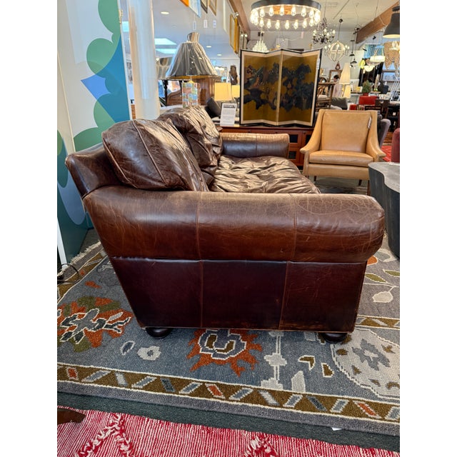 Traditional Restoration Hardware Lancaster Brompton Leather Sofa For Sale - Image 3 of 12