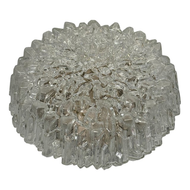 Vintage Textured Glass Flush Mount Ceiling Light, 1970s For Sale