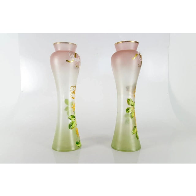 Art Nouveau French Colored Glass Vases, 1920s, Set of 2 For Sale - Image 17 of 18