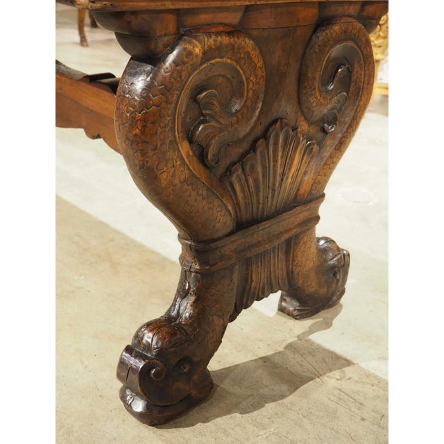 Brown Antique Italian Renaissance Library Table in Carved Walnut, 17th C. And Later For Sale - Image 8 of 12