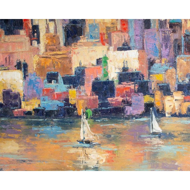 Mid-Century Modern Oil on Board Cityscape Painting by Sandro Von Lorsch For Sale - Image 3 of 9