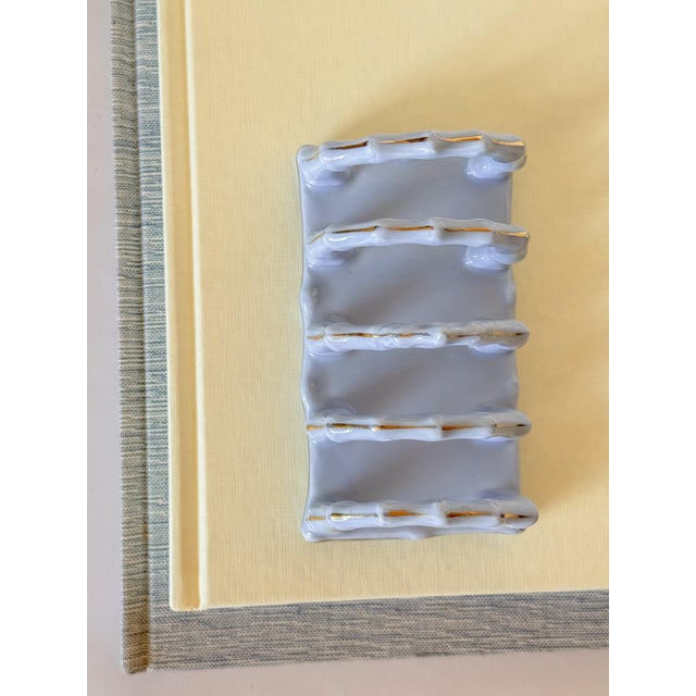 Antique French Limoges Lavender Blue Ceramic Toast Rack / Letter Holder For Sale - Image 9 of 14