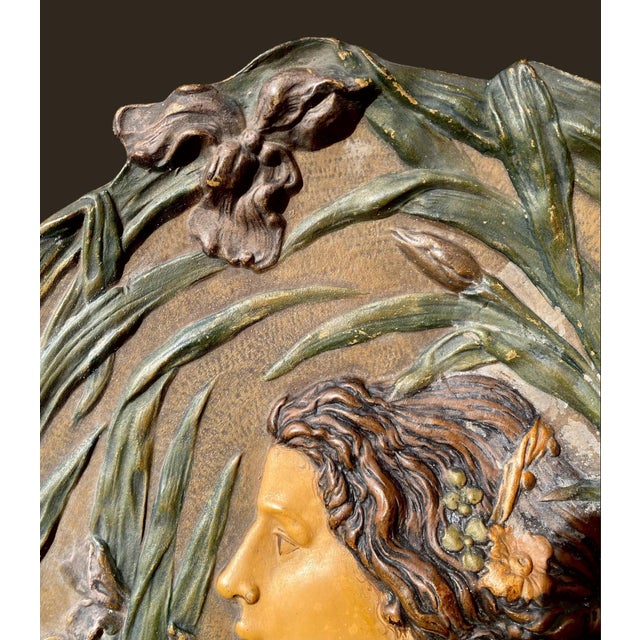 Austrian Art Nouveau Relief Porcelain Wall Charger, C. 1905 For Sale - Image 6 of 16