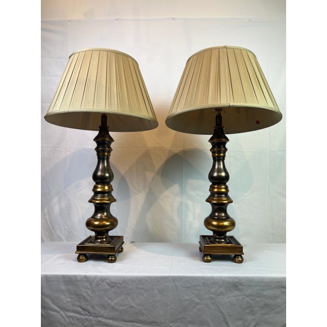 Traditional 1990s Traditional Wooden Candlestick Style Lamps - a Pair For Sale - Image 3 of 12