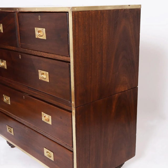Wood Antique Pair of English Campaign Chests For Sale - Image 7 of 11