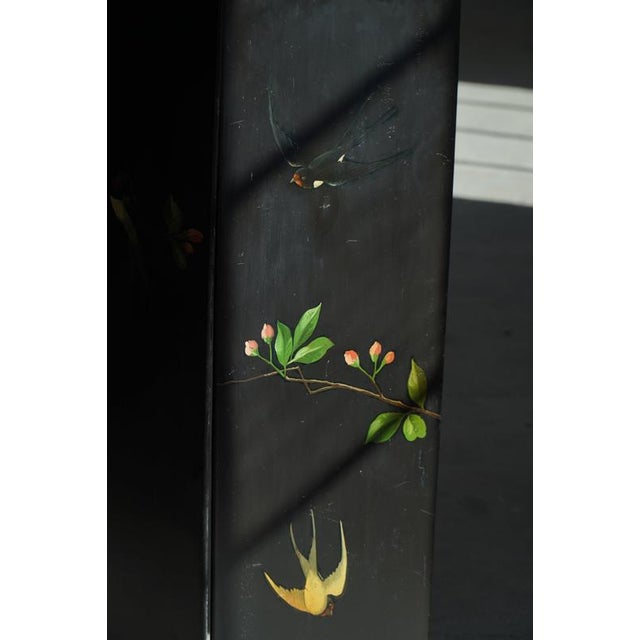 Hand-Painted Iron Folding Screen with Birds and Flowers, 1950s For Sale - Image 12 of 16