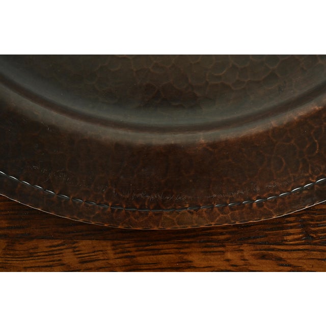 Copper Roycroft Arts & Crafts Hammered Copper Large Handled Tray For Sale - Image 8 of 13