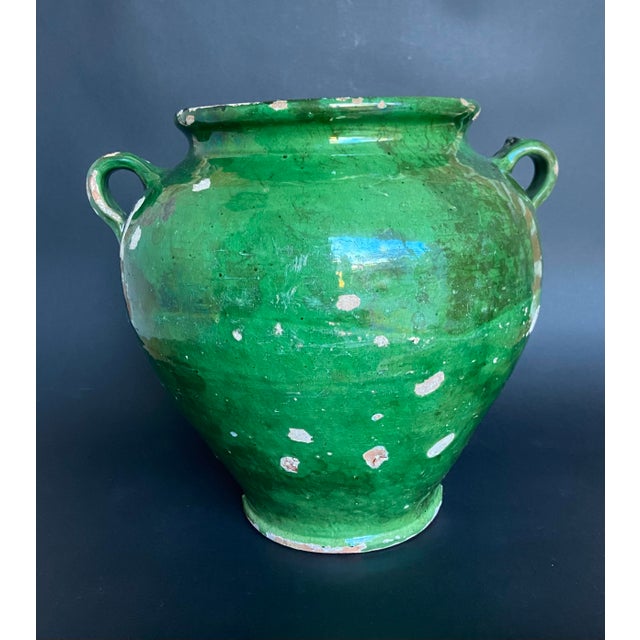 Ceramic Antique South-West French Green Glazed Terracotta Jar, 1890s For Sale - Image 7 of 7