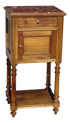 Louis XVI Bedside Table in Walnut and Marble