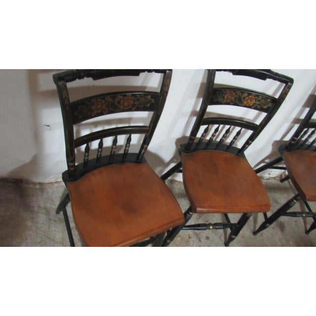 Farmhouse 1980s Set Hitchcock Floral Chairs Dining Kitchen Farmhouse For Sale - Image 3 of 13