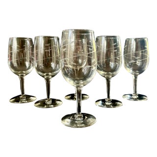 Vintage Mid Century Modern Libbey Glass “Interlude” Wine Glasses - Set of 6 For Sale