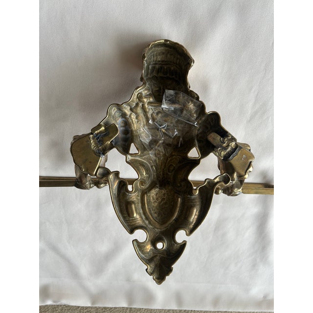 Victorian Brass Casting Figural Wall Mount Towel Bar For Sale - Image 10 of 14