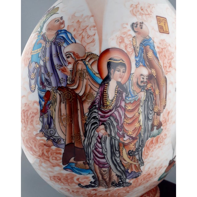 Early 20th Century Chinese Porcelain Eight Immortals Baoyueping For Sale In Portland, OR - Image 6 of 13