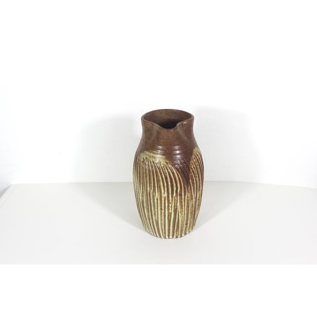 Vintage Handmade Studio Pottery Pitcher Vase For Sale - Image 4 of 12