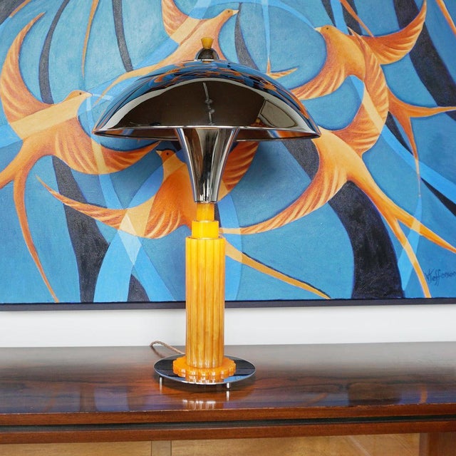Art Deco Style Bakelite and Chrome Dome Lamp For Sale - Image 5 of 7