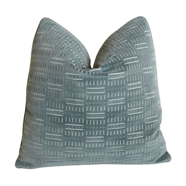 Textile Designer Pollack Sage Green Velvet Brussels Feather/Down Pillow 20" Square For Sale - Image 7 of 7