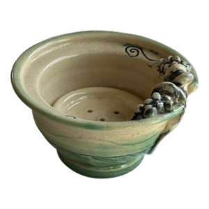Handmade Green and Ivory Pottery Bowl
