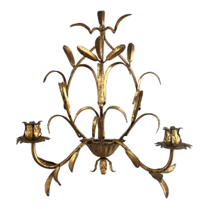 Mid 20th Century Italian Gilt Tole Wall Sconce – Botanical Form