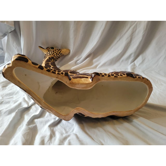 1970s Mid-Century Large Glazed Ceramic Seated Giraffe Figure For Sale - Image 9 of 11