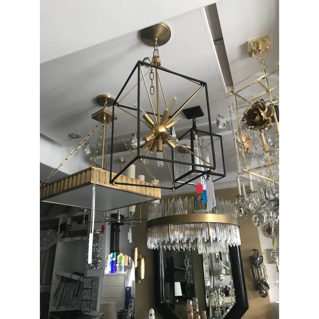 2010s Black and Gold Glendale Rectangular Sputnik Pendant Light For Sale - Image 5 of 5