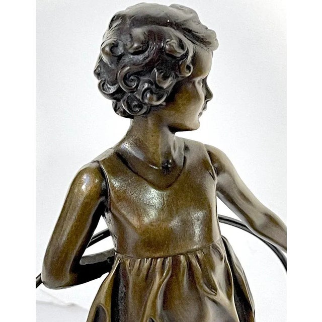 Hoop Girl' Art Deco Bronze Sculpture Signed Ferdinand Preiss (1882-1943) For Sale - Image 9 of 10