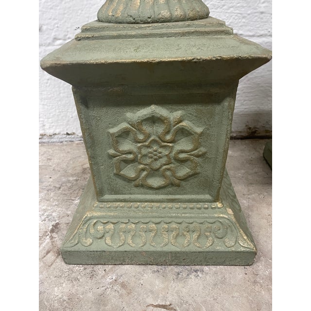 Metal Monumental 41” Cast Iron Neoclassical Pricket Floor Candlesticks - A Pair For Sale - Image 7 of 8