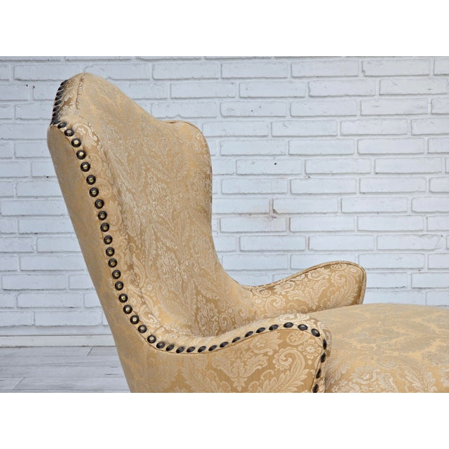 Vintage Danish Cocktail Lounge Chair in Jacquard Fabric and Beech, 1960s For Sale - Image 13 of 18