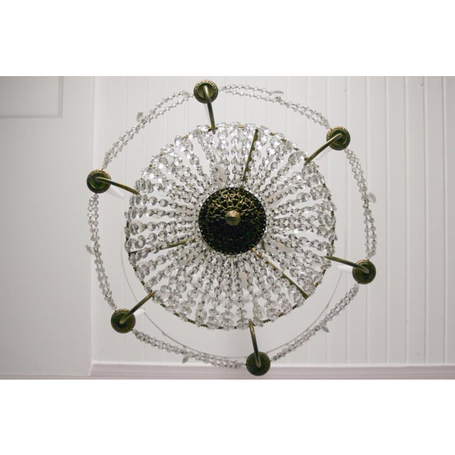 French Louis XVI Style Brass and Crystal Basket 9-Light Chandelier For Sale - Image 15 of 18