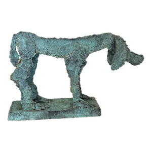 Early 21st Century Bronze Artist Made Brutalist Style Dog Sculpture