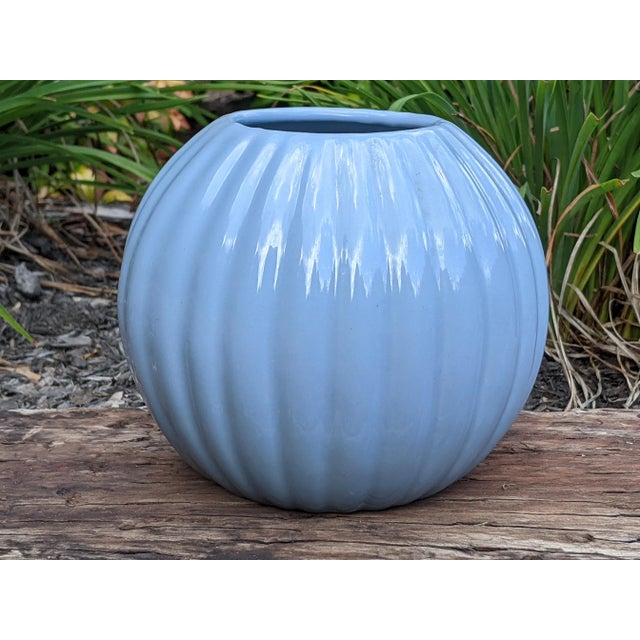Postmodern Royal Haeger Blue Ceramic Orb Vase For Sale - Image 11 of 12