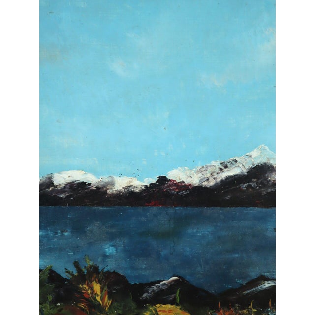 Sky Blue Mid-Century Modern 'The Last Pine' Swedish Expressive Landscape Oil Painting, Framed For Sale - Image 8 of 11
