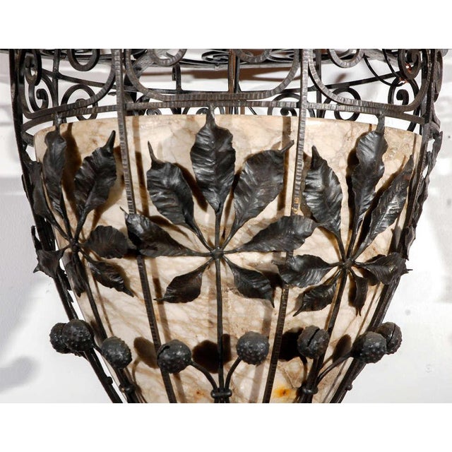 French French Iron and Alabaster Fixture For Sale - Image 3 of 10