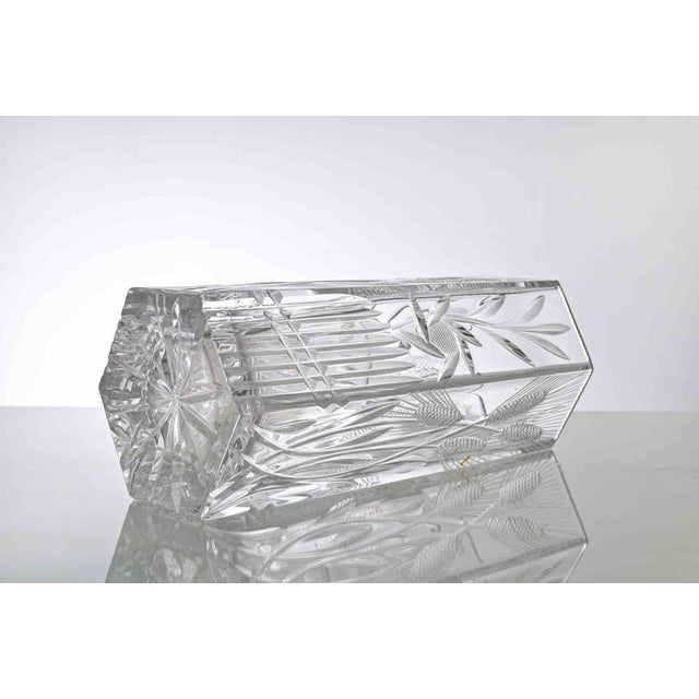 Vintage Crystal Vase with Decorative Spikes, Italy, 1970s For Sale - Image 4 of 6