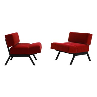 Panchetto Convertible Lounge Chairs-to-Ottomans by Rito Valla for Ipe, Italy, 1960s, Set of 2 For Sale