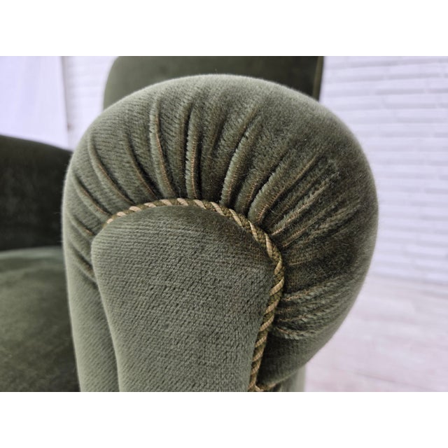Vintage Danish Highback Relax Chair in Furniture Velour and Beech, 1950s For Sale - Image 11 of 18