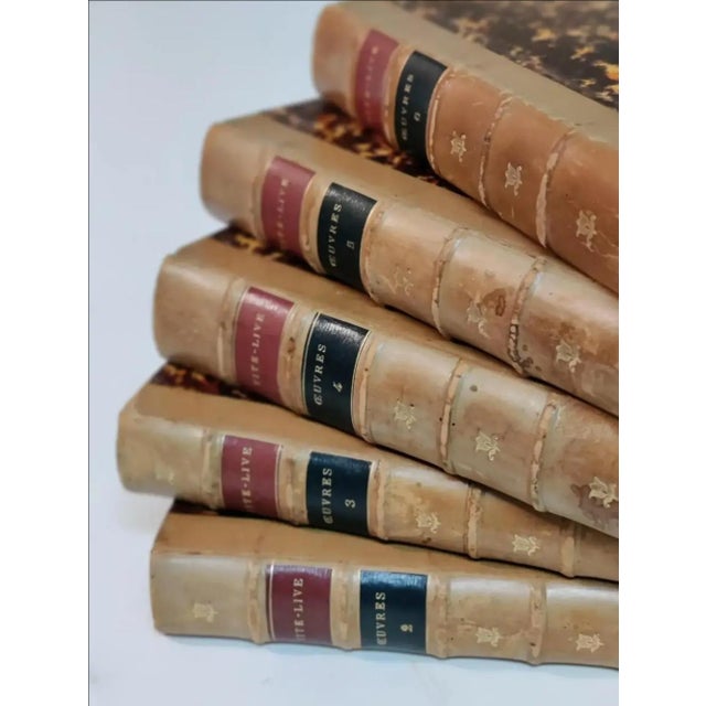 Circa 1818 Antiquarian French Leather Books- Set of 5 For Sale - Image 10 of 12
