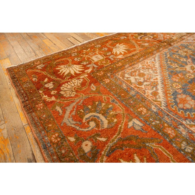 1890s Multicolor Field Diamond Antique Knotted Wool Sarouk Farahan Runner Rug For Sale - Image 4 of 9