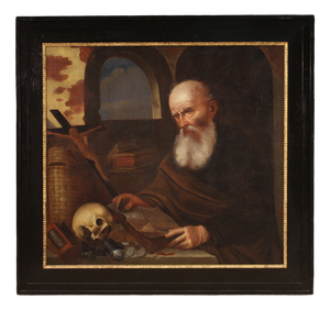Flemish Artist, Saint Jerome in His Study, 1630, Oil on Canvas, Framed