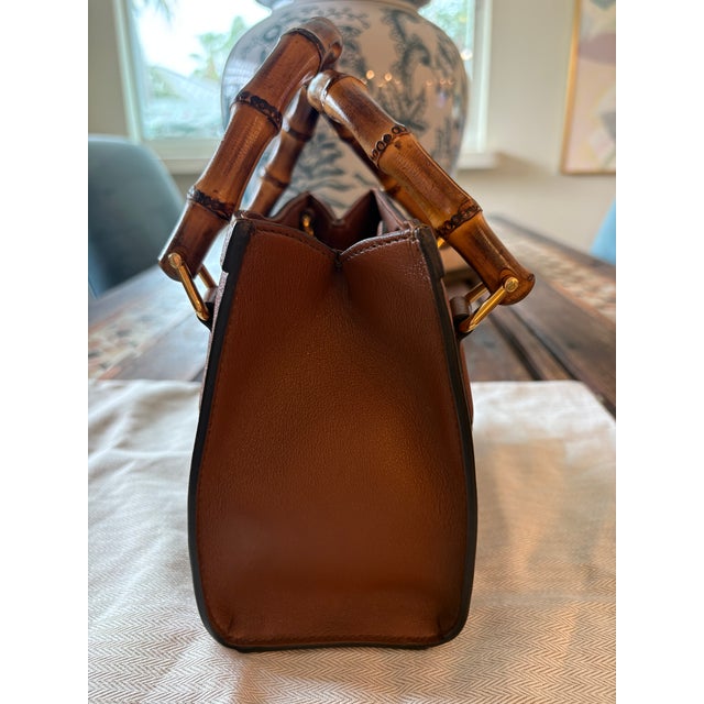 Gucci Gucci Diana Brown Leather Bamboo Top Handle Bag Small Tote Bag For Sale - Image 4 of 18