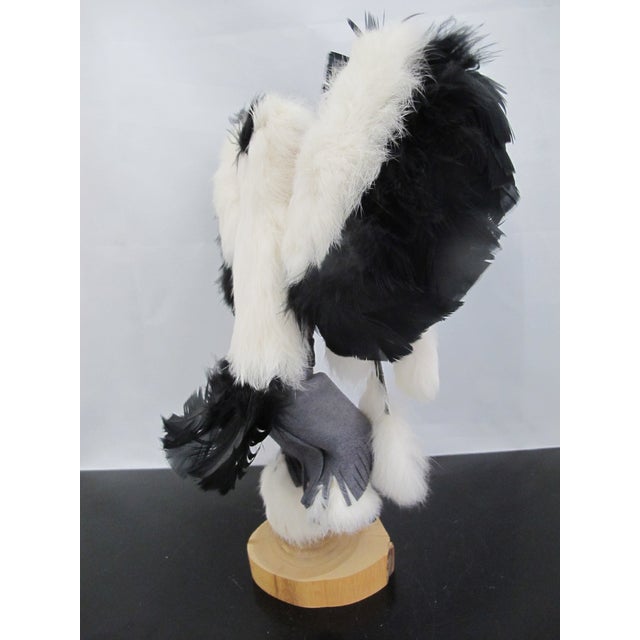 Black Navajo Native American Eagle Dancer Kachina Doll Statue Figurine Signed For Sale - Image 8 of 10