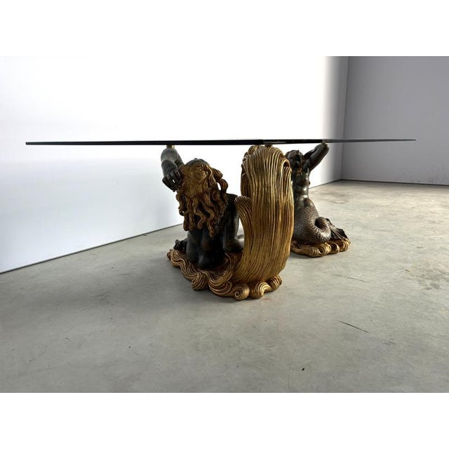 Vintage Gilt Wood Mermaid Coffee Table, 1960s For Sale - Image 8 of 12